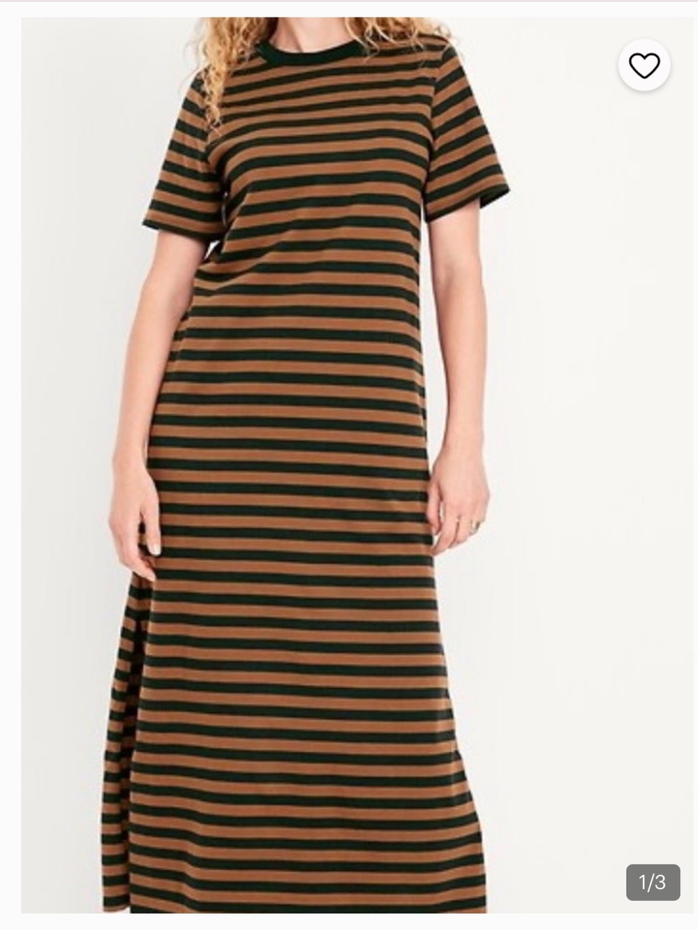 Striped Crewneck Cotton Maxi Dress in Brown and Black